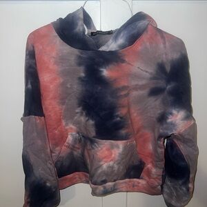 Zilcremo Apparel Blue and Pink Cropped Oversized Hoodie